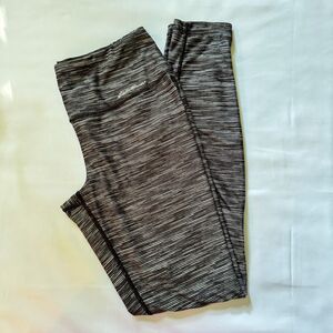 Eddie Bauer Leggings Mid Rise Full Length Black Gray Striped Size Small